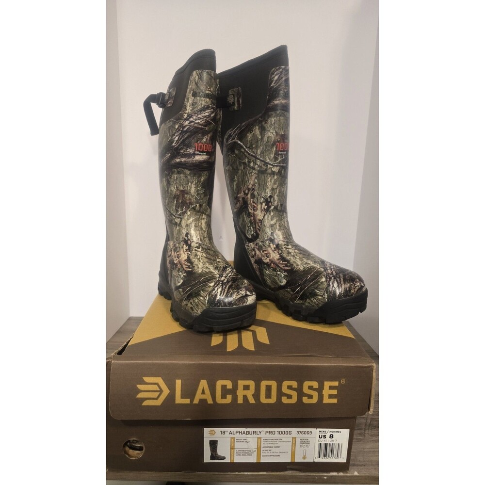 LACROSSE ALPHABURLY PRO MEN'S 18" MOSSY OAK DNA HUNT BOOTS Size 8